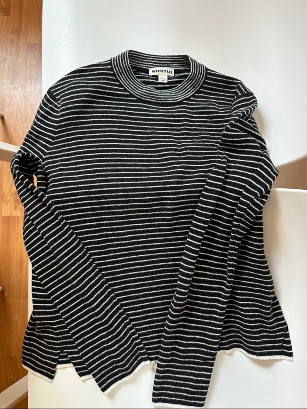 Whistles Black & White Striped Knit Top